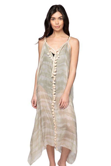 Washed Cotton Gauze Maxi Sun Dress with Embroidery
