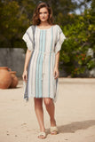 pool-to-party-sundress-Boho Beach Stripe Natural Blue Coverup Sundress in Venice Boardwalk