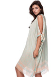 Pool to Party Sundress One Size / Aqua / 97% Cotton/3% Lurex Open Shoulder Sundress Coverup in Tidal Wave Fabric