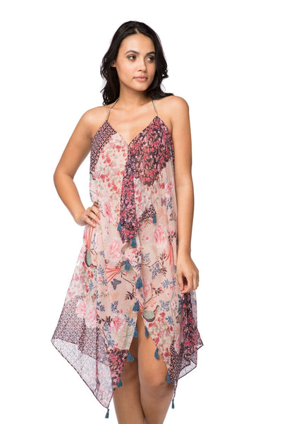 Pool to Party Sundress One Size / Multi / 100% Polyester Maxi Tassel Coverup Sundress in Selena Floral Print