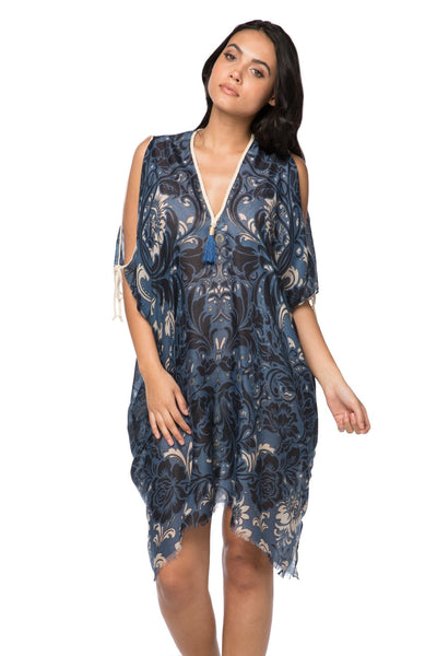 Pool to Party Sundress One Size / Navy / 100% Polyester Open Shoulder Sundress Coverup in Nightfall Print