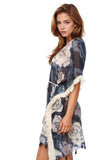 Pool to Party Sundress One Size / Navy Boho Beach Sundress Coverup in Evening Primrose Print