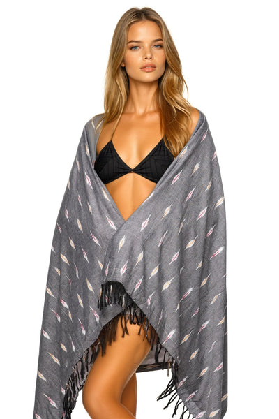 Pool to Party Towel Towel for Two / One Size / SL-Ngt Night Starlight Ikat Love Surplus Beach Blanket Towel from Ikat Fabrics