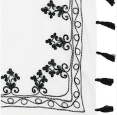 Pool to Party Vest Long Draped Vest in Floral Loops Embroidery / One Size / Black Long Draped Vest in Floral Loops Embroidery