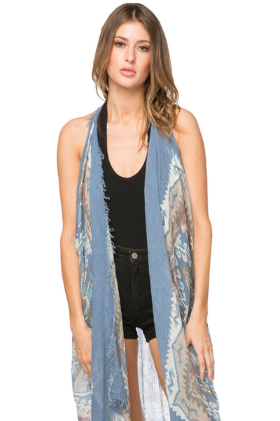 Pool to Party Vest Native River / One Size / Blue Free Spirit Vest in Native River Print in Blue