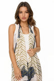 Pool to Party Vest Striped Lace Border / One Size / Olive Free Spirit Vest in Striped Lace Border Print