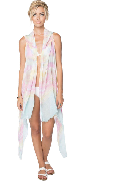 Pool to Party Vest Tie Dye Day Dream / One Size / Sherbert Long Draped Coverup Vest - Tie Dye Day Dream
