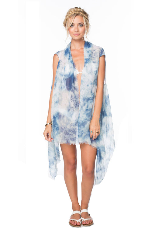 Pool to Party Vest Tie Dye Del Rey / One Size / Ocean Long Draped Coverup Vest - Tie Dye Del Rey Print