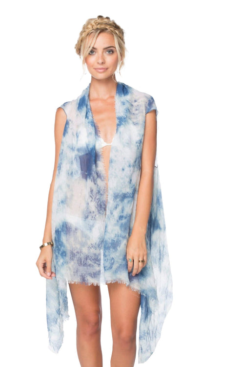 Pool to Party Vest Tie Dye Del Rey / One Size / Ocean Long Draped Coverup Vest - Tie Dye Del Rey Print