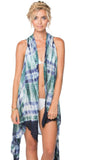 Pool to Party Vest Tie Dye Trippin' / One Size / Ocean Long Draped Coverup Vest - Tie Dye Trippin' Print