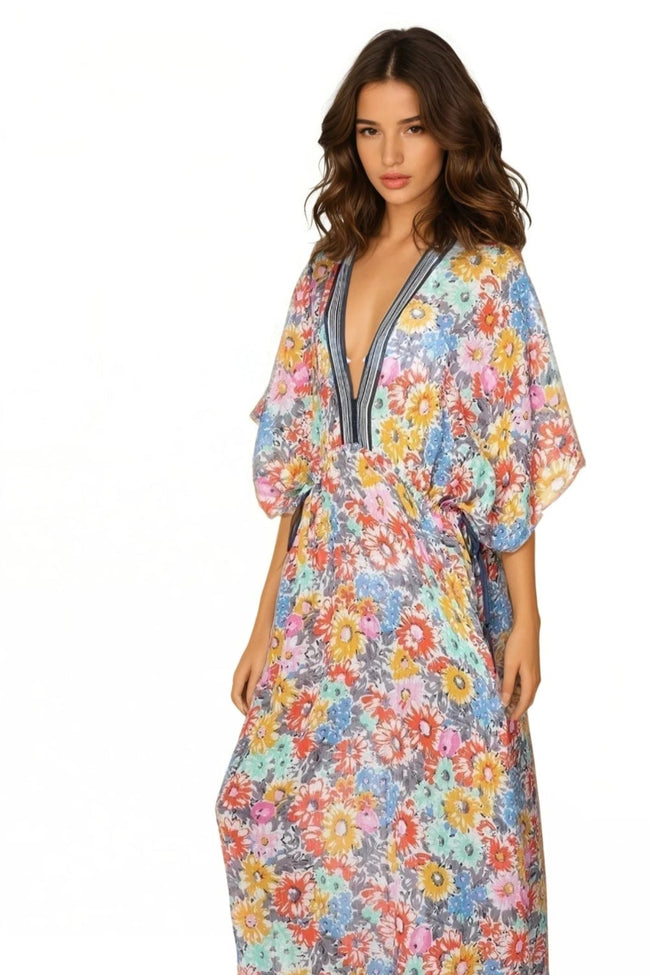 Poolside Maxi Sun Dress in Bloom & Shine Print - Subtle Luxury