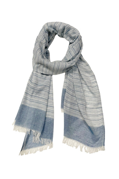 Prep School Stripe Border Textured Scarf Wrap - Subtle Luxury