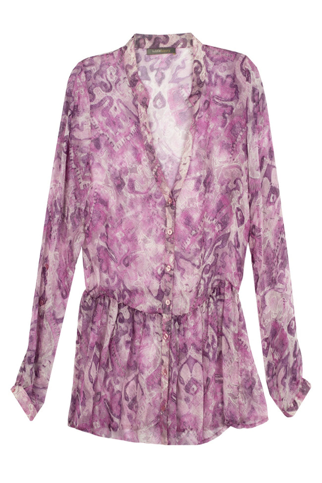 Printed Silk Peplum Blouse - Subtle Luxury