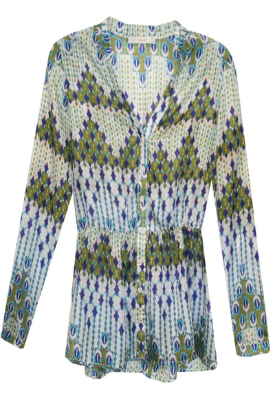 Printed Silk Peplum Blouse - Subtle Luxury