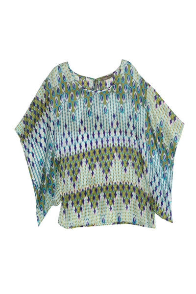 Printed Silk Top with Kimono Sleeve - Subtle Luxury