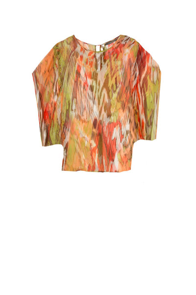 Printed Silk Top with Kimono Sleeve - Subtle Luxury
