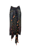 Rainbow Magic Black Multi Color Stripe Scarf Wrap Sarong - Subtle Luxury