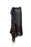 Rainbow Magic Black Multi Color Stripe Scarf Wrap Sarong - Subtle Luxury