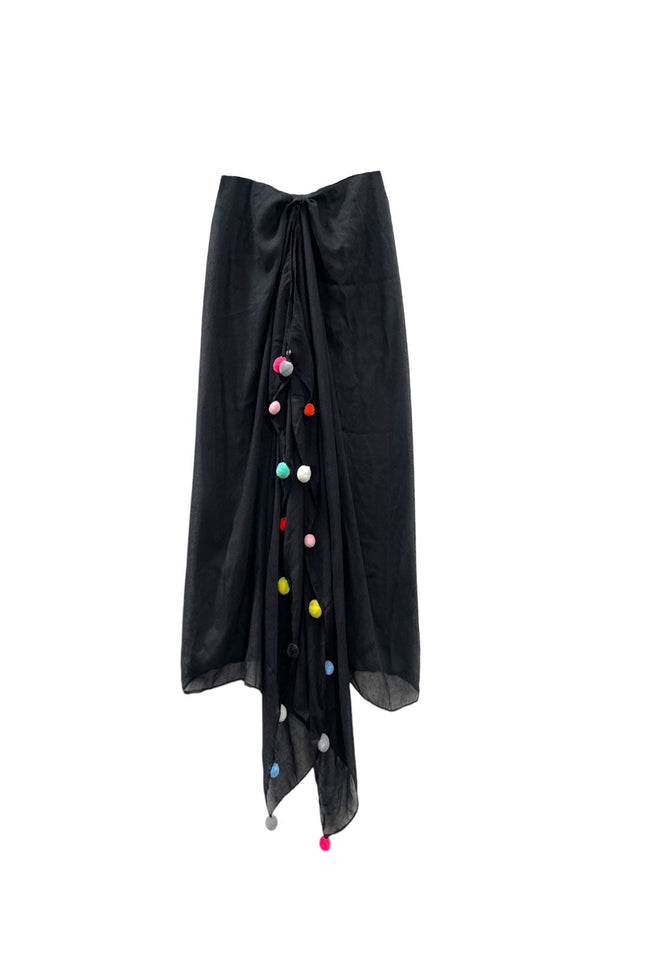 Rainbow Pom Pom Sheer Wrap Scarf Sarong - Subtle Luxury