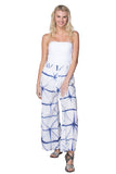 Shirred Waist Cotton Tie Dye Print Beach Pant - Subtle Luxury