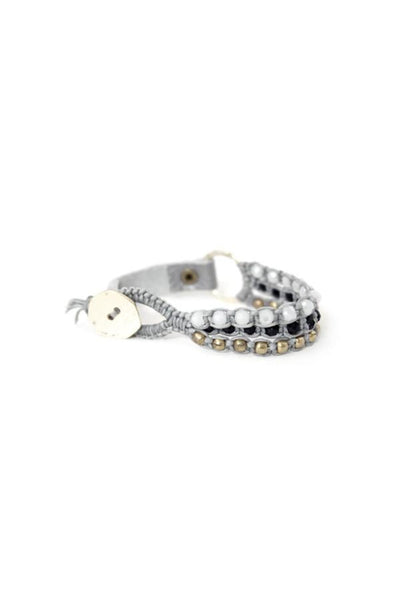 Silver Leather & Crystal Bracelet - Subtle Luxury