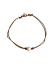 Single Real Pearl Leather Cording Necklace - Subtle Luxury