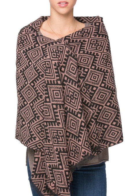 Triple Blocked Color Blanket Wrap