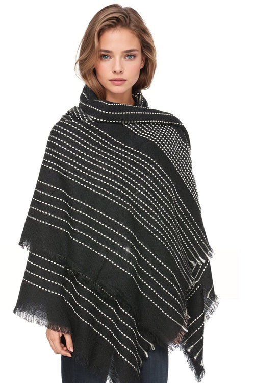 Spun Scarves Blanket Wrap Black / One Size Cool Runnings Fall Winter Wrap in Cool Runnings Pattern in Black
