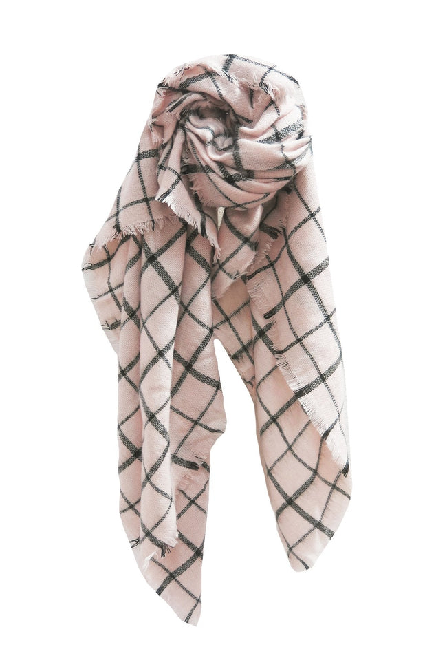 Spun Scarves Blanket Wrap Blush / One Size Window Pane Blanket Wrap