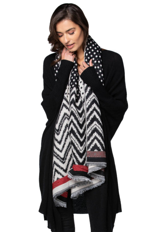 Spun Scarves Blanket Wrap Polka Dotty Blanket Wrap / Black Polka Dotty Blanket Wrap Winter Scarf