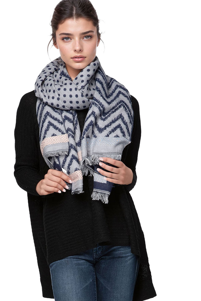 Spun Scarves Blanket Wrap Polka Dotty Blanket Wrap / Navy Polka Dotty Blanket Wrap Winter Scarf