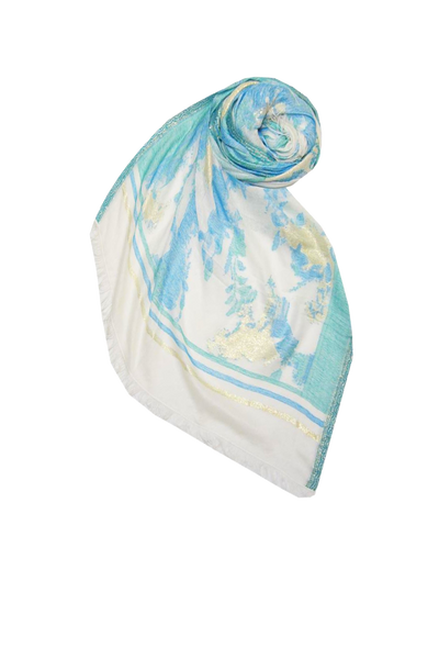 spun-scarves-blue green teal luxury-scarf-happy-high-scarf-in-coral-happy-high-hand-loomed-textured-fabric-scarf-wrap-