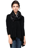 Spun Scarves Knit Scarf 2-Tone Lace Crochet Infinity Scarf / Black-Grey 2-Tone Lace Hand Knit Crochet Infinity Scarf
