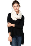 Spun Scarves Knit Scarf 2-Tone Lace Crochet Infinity Scarf / Cream-White 2-Tone Lace Hand Knit Crochet Infinity Scarf