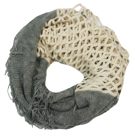 Hand Knit 2-Way Net Infinity Scarf in White by Spun