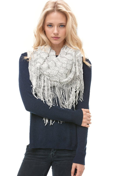 Spun Scarves Knit Scarf Hand Knit 2-Way Net Infinity Scarf in White Hand Knit 2-Way Net Infinity Scarf in White by Spun