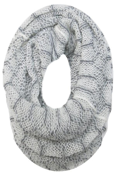 Spun Scarves Knit Scarf Hand Knit 2-Way Net Infinity Scarf in White Hand Knit 2-Way Net Infinity Scarf in White by Spun