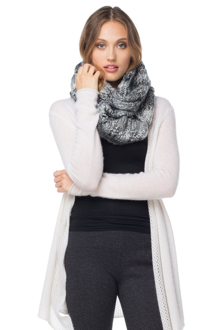 Hand Knit 2-Way Net Infinity Scarf in Tan by Spun