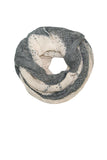 Spun Scarves Knit Scarf Hand Knit Convertible Scarf with Scalloped Edge / Cream/Grey Hand Knit Convertible Scarf with Scalloped Edge in Cream-Grey