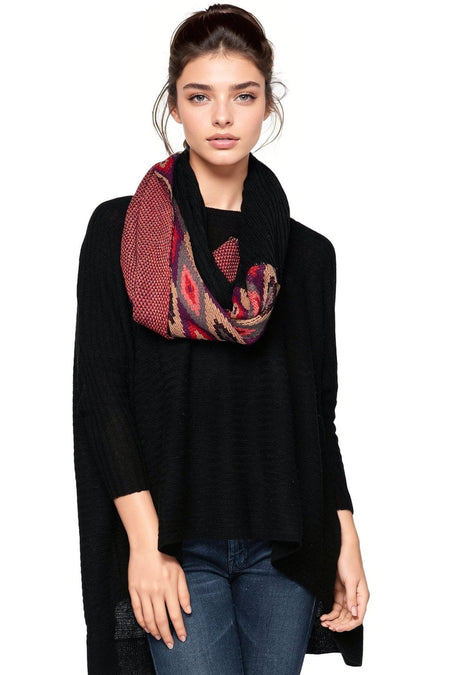 Hand Knit 2-Way Net Infinity Scarf in Tan by Spun
