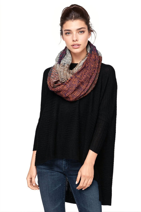 Hand Knit 2-Way Net Infinity Scarf in Tan by Spun