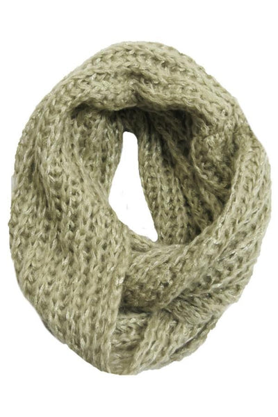 Spun Scarves Knit Scarf Shimmer Knit Infinity Scarf with Metallic Yarn