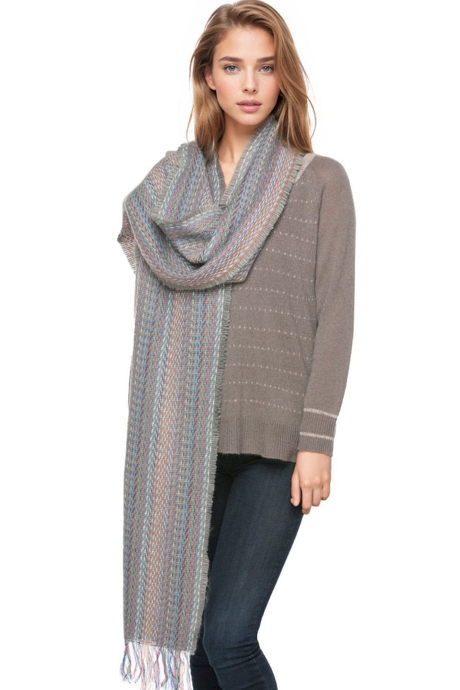 Spun Scarves Knit Scarf Slate / One Size Hand Loomed Colored Stitches Winter Scarf-Wrap