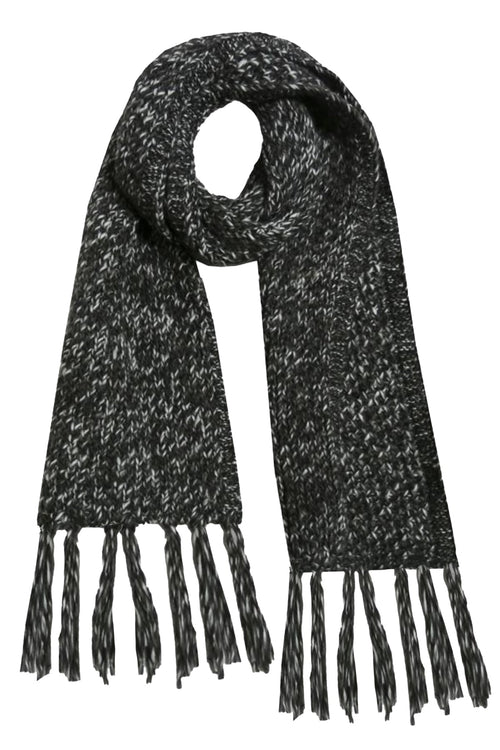 Spun Scarves Knit Scarf Twisted Knit Scarf with Tassels / Black Twisted Chunky Hand Knit Scarf with Tassels