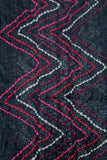 spun-scarves-knit-scarves-Hand Knit Zig Zag Pattern Stitch Knit Circle Scarf black red white
