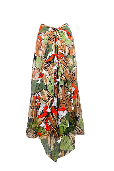 Spun Scarves Luxury Sarong Wrap Lotus Pathway Scarf in Multi Lotus Pathway Luxury Print Wrap Scarf Sarong