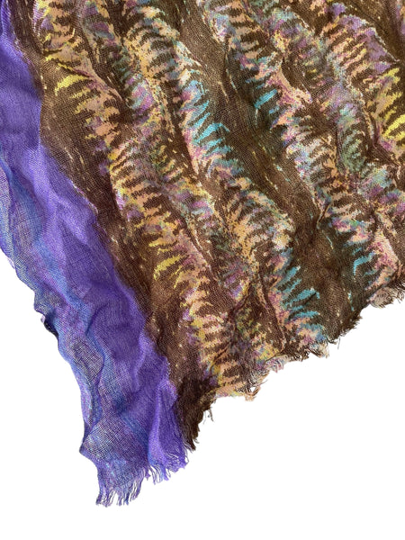 Spun Scarves Luxury Scarf Abstract Jungle Leaves Print Wool Blend Scarf