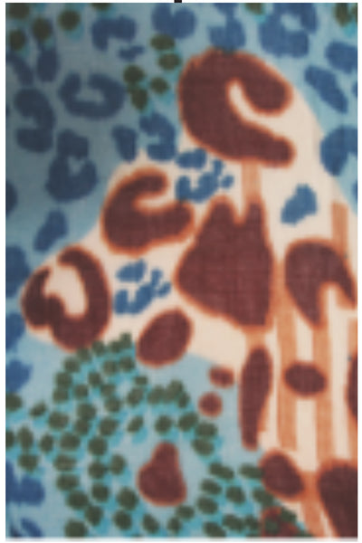Spun Scarves Luxury Scarf Aqua Animal Print Wool Scarf