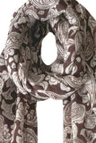 Spun Scarves Luxury Scarf Brown Edwardian Fleur Print Brown Wool Scarf