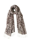 Spun Scarves Luxury Scarf Brown Edwardian Fleur Print Brown Wool Scarf